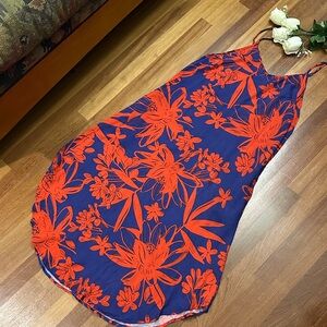 Spaghetti Strap Floral Maxi Dress in Navy and Bright Red